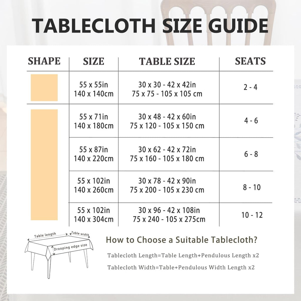 Linen Style Embroidered Tablecloth, Waterproof and Wrinkle-Resistant Table Cloth Rectangle Tables, F