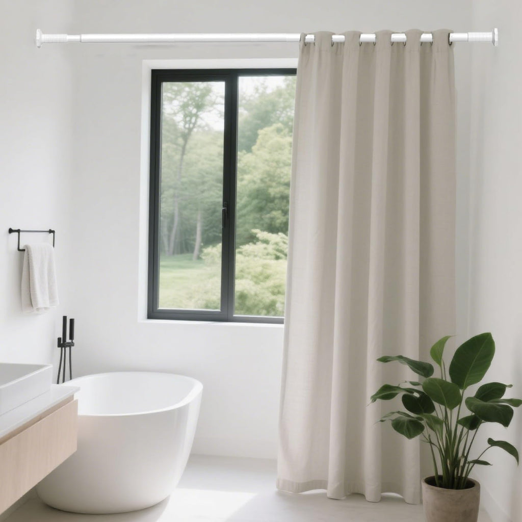 Extra Long Tension Curtain Rod No Drilling, Adjustable 51-168In, White