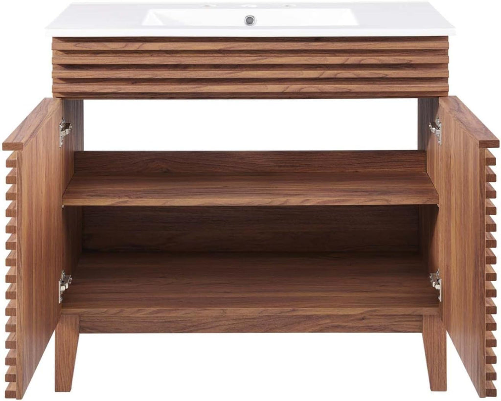 Render 36" Bathroom Vanity in Walnut White