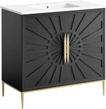 Awaken Bathroom Vanity Cabinet, 36", White Black