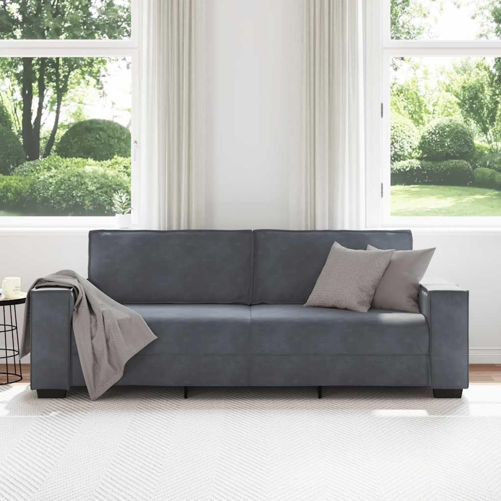 Modern Velvet Sofa Durable Velvet Sofa with Removable Covers Stylish Modern Decor Comfortable Two Seater Dark Grey