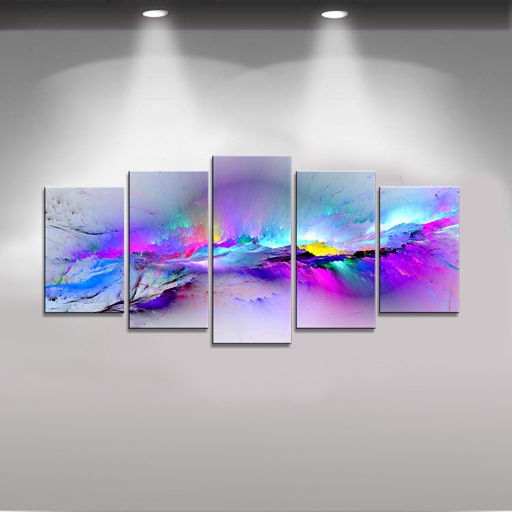 Changing Colors Giclee Canvas Prints 5 panels Modern Artwork Landscape Pictures to Photo Printed on Abstract Canvas - Set of 5
