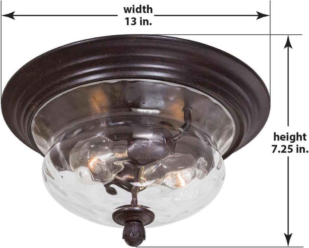 Merrimack Flush Mount, 2-Light, 120 Total Watts, 13-in H x 7.25-in W, Corona Bronze