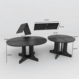 Extendable Round Dining Table for 4-6,43.3-59" Transformer Kitchen Table W/Removable Leaf Trestle & X-Shaped