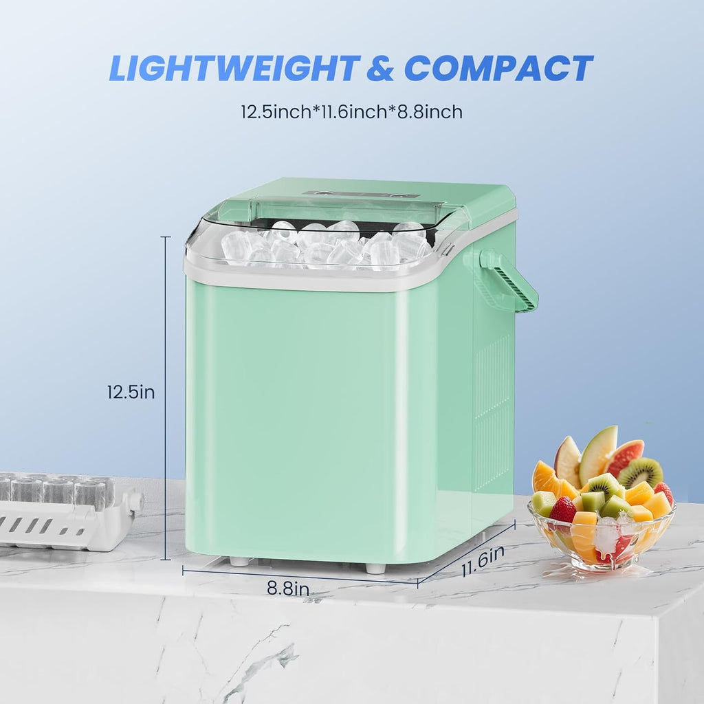 Ice Makers Countertop with Handle, Portable Ice Machine, 9 Bullet Ice Cubes in 6 Mins, 26lbs in 24Hrs, Auto-Cleaning