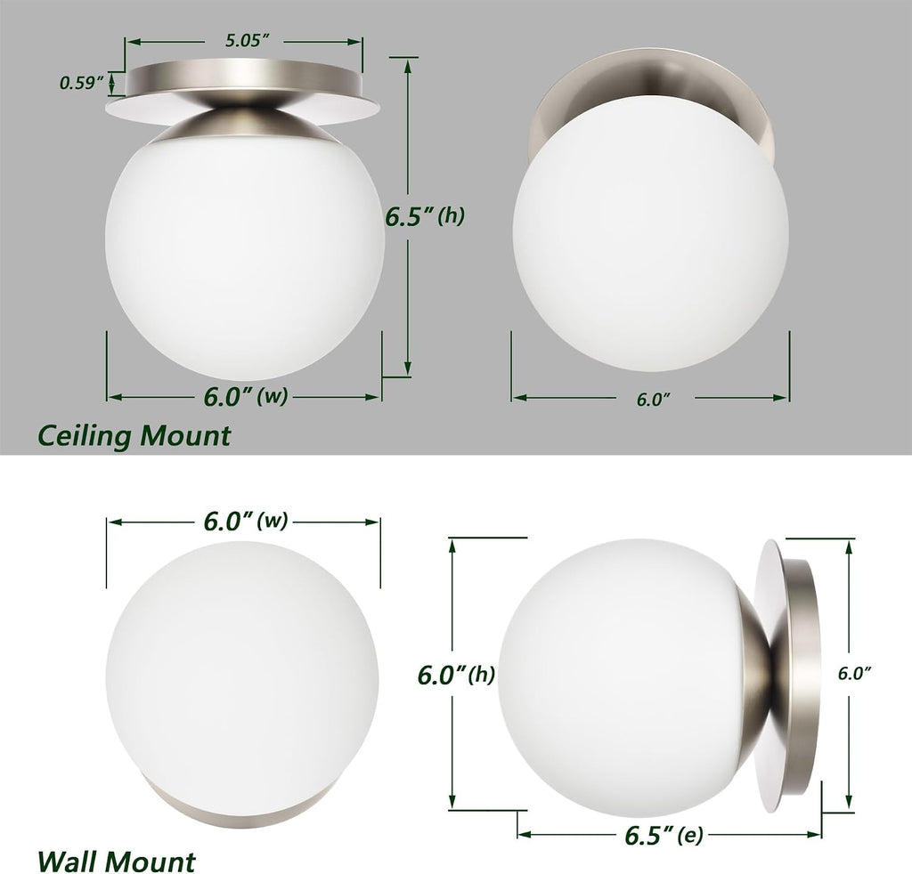 Wall Sconces, 1 Light Modern Globe Sconce in Brushed Nickel, Wall Light Bathroom Living Room & Hallway Vanity