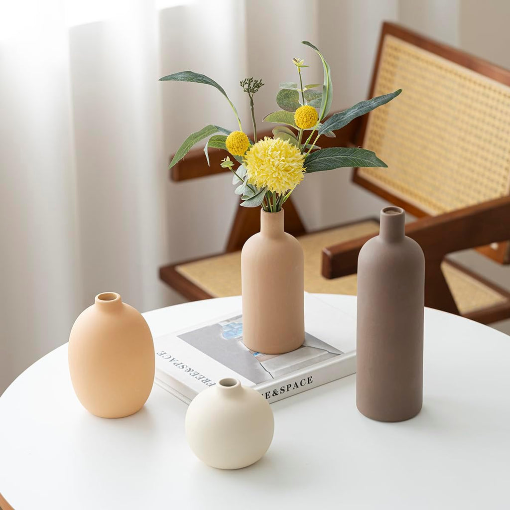 Modern Ceramic Vase Set, Neutral Colors, Decorative Vases