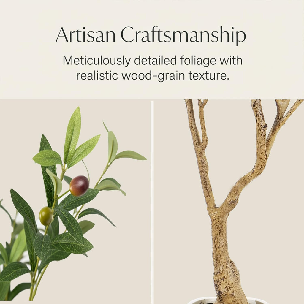 Artificial Olive Treewith White Pot, 6.5FT