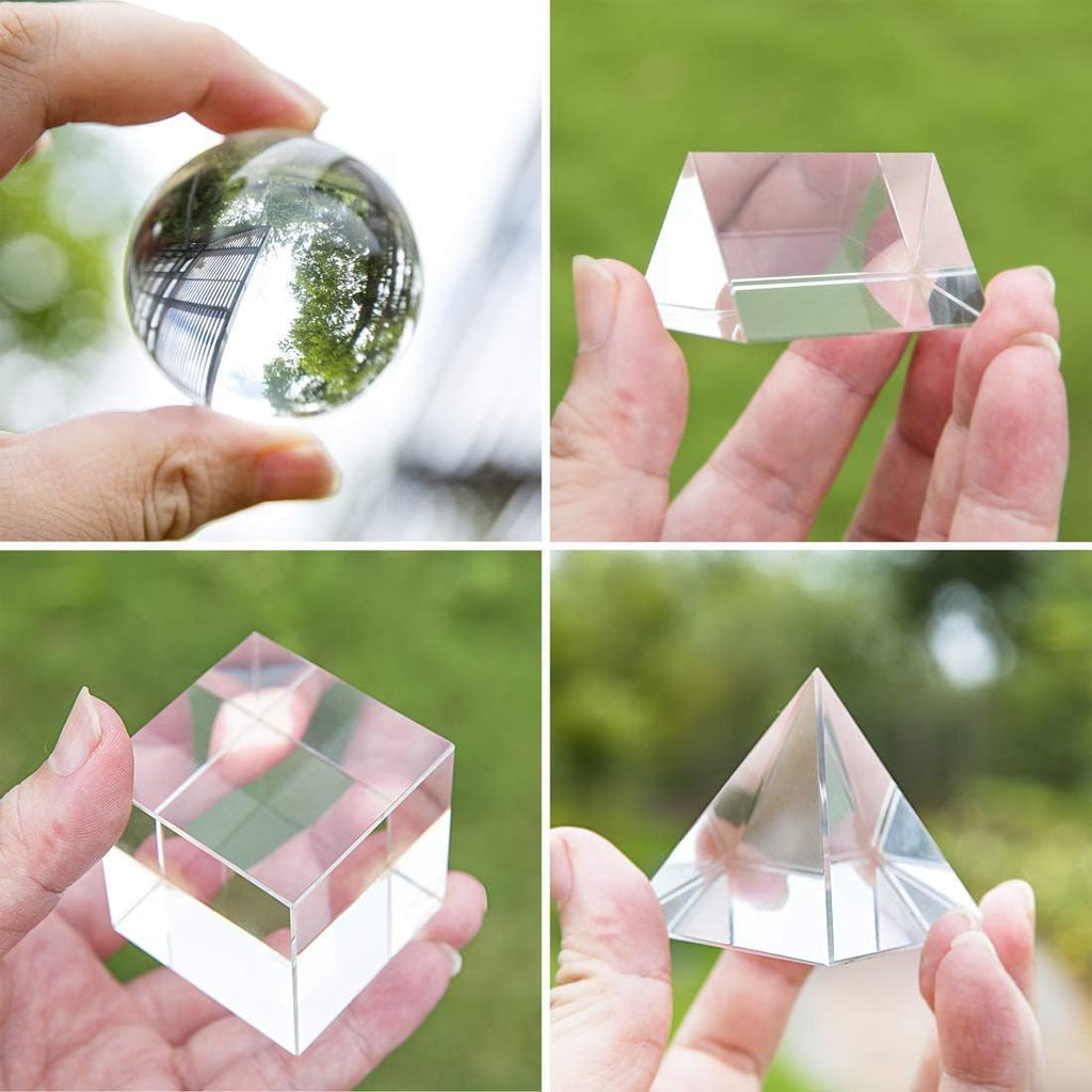 4 Pack K9 Optical Crystal Photography Prism Set for Teaching - Photography Accessory, Include 50mm Crystal Ball