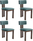 Velvet Dining Chairs Set of 4, Modern Upholstered Wood Dining Chairs for Kitchen or Dining Room, Green
