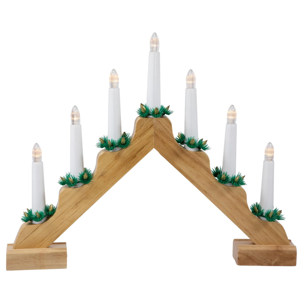 LED Lighted Christmas Candelabra Bridge - 13" - Wood