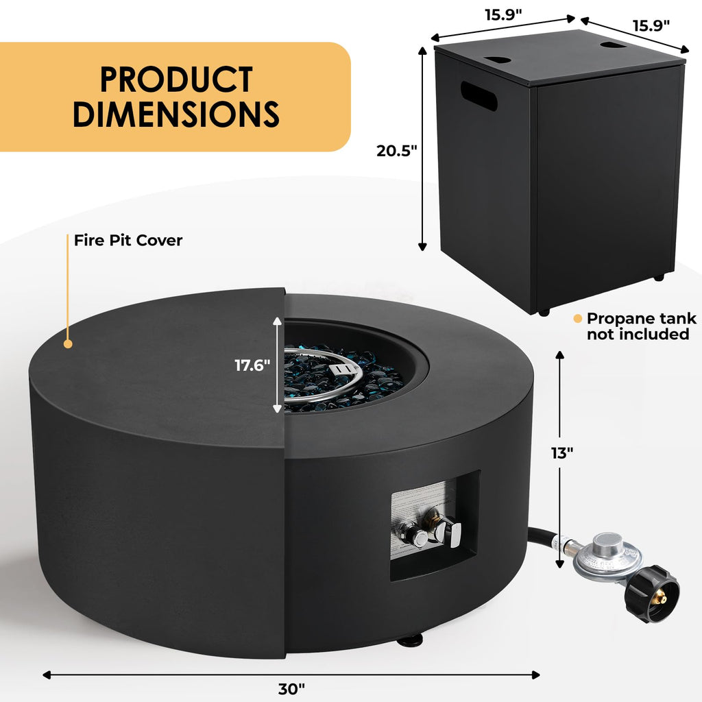30-Inch Round Propane Fire Pit Set, 50, 000 BTU, 2-Piece