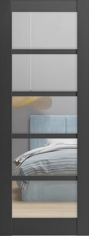Slab Barn Door Panel | Quadro 4522 Matte Black with Clear Glass | Sturdy Finished Doors | Pocket Clo