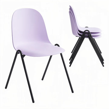 Plastic Stacking Chairs Set of 4, Stackable Dining Chairs (Purple)