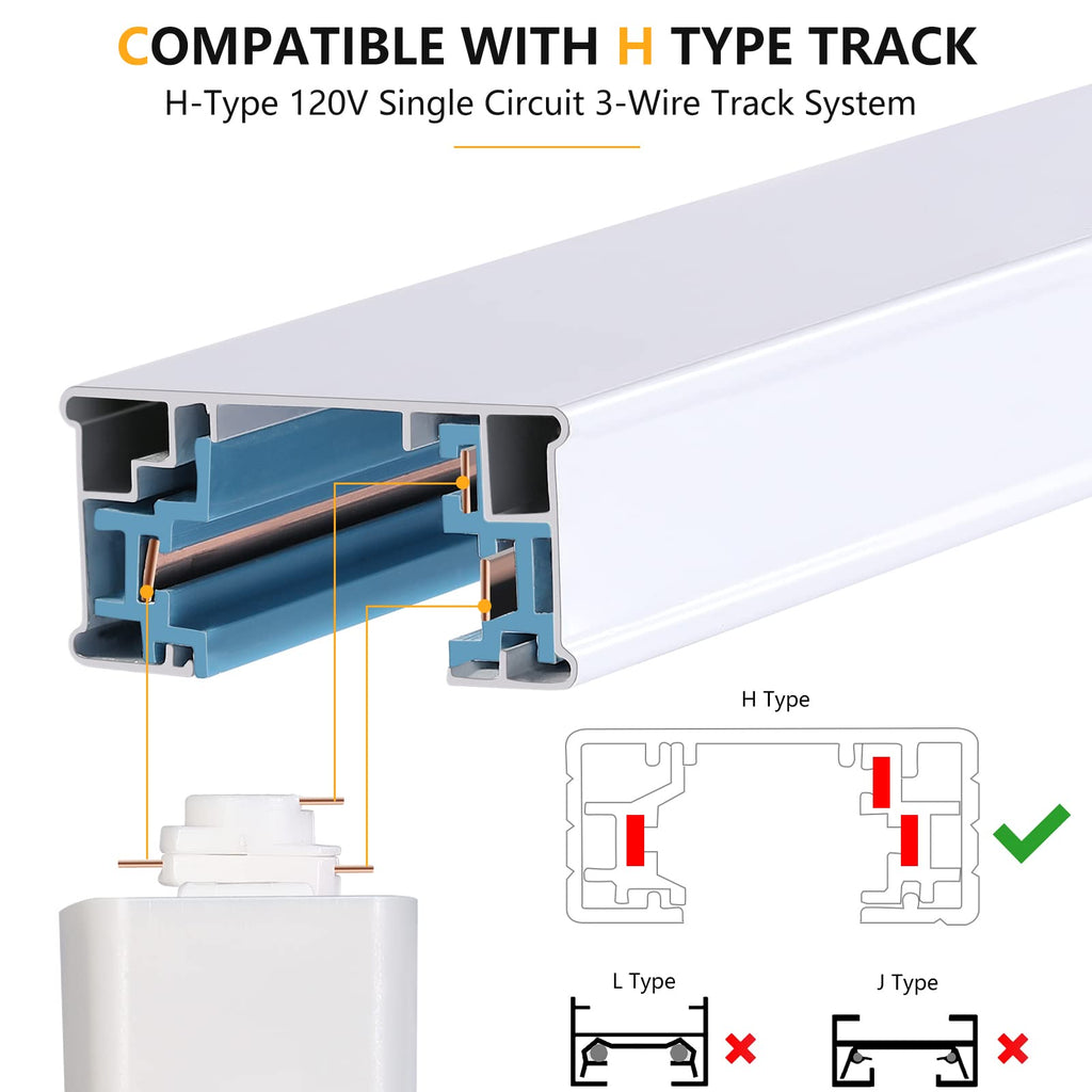 30W Dimmable LED Track Lighting Heads H Type, White 4 Pack