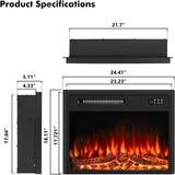 23 inch Electric Fireplace Insert with Stove Heater for TV Stand,LED Realistic Flame,Recessed Mounted Fireplace