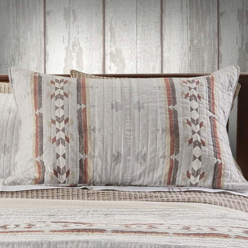 Alamosa Southwest King Pillow Sham (20" x 36") - Neutral Gray Taupe Beige Red Southwestern Design, Cotton
