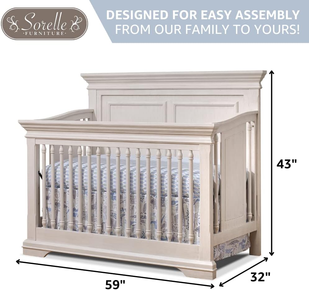Crib,Classic 4-In-1 Convertible Crib,Brushed Ivory Crib Made of Wood,Non-Toxic Finish, Wooden Baby