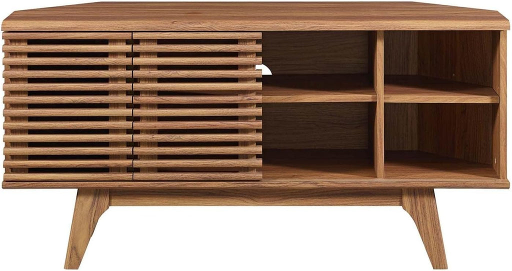 Render Mid-Century Modern Low Profile Corner Media TV Stand in Wal, 15 46 23