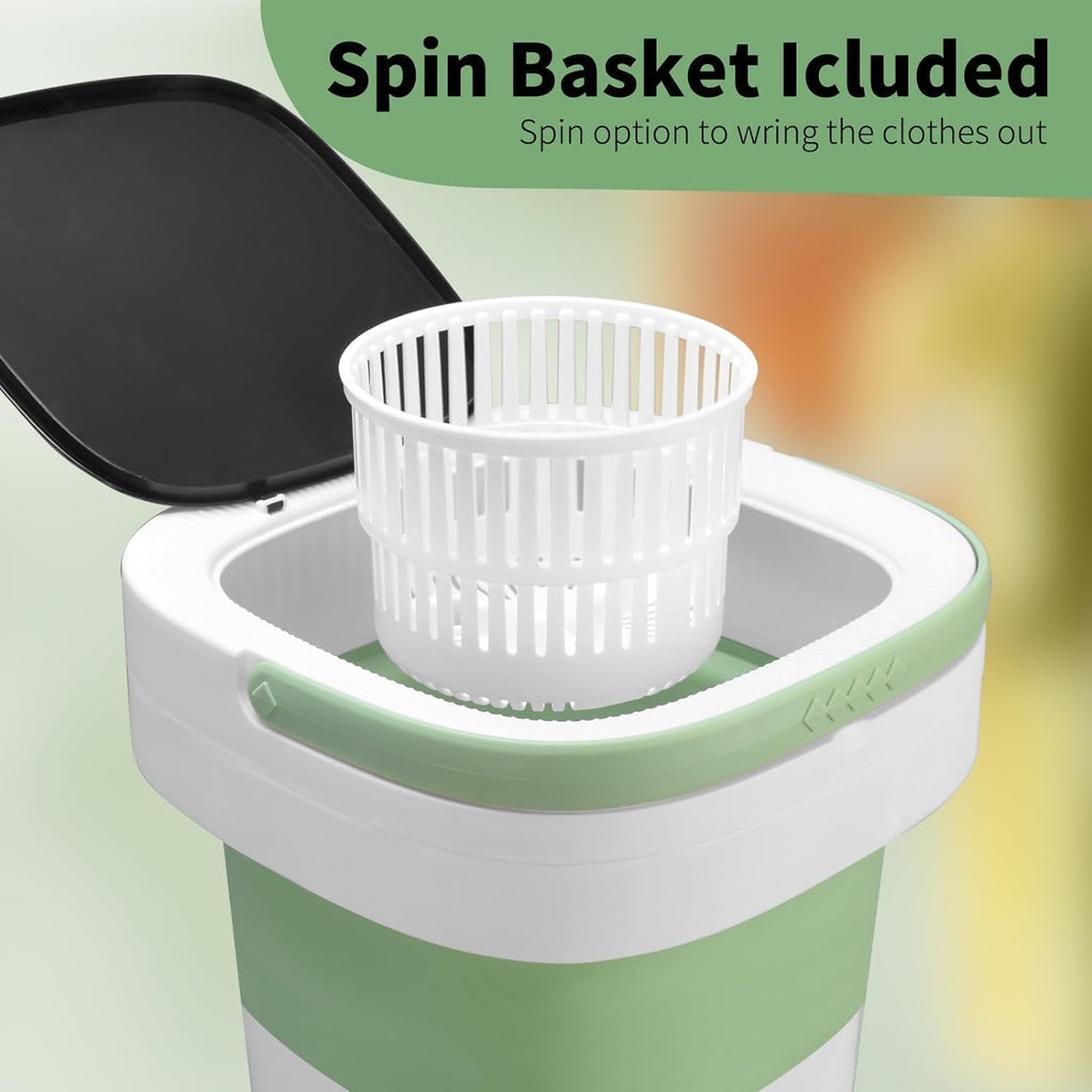 Portable Washing Machine, 16L Upgraded Mini Washer with Spin Basket Laundry Machine, 3 Cleaning Modes Suitable for Small Clothes, Foldable Design Ideal for Hotel, Home, Apartment and Campain