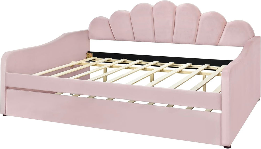 Full Size daybed with Trundle for Adults, Kids, Girls, Teens, Full Size daybed with Trundle , Velvet, Pink