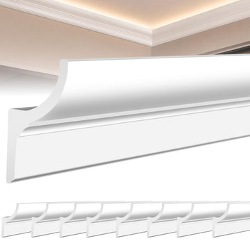 8 Pack 31.5FT Ceiling Crown Molding Trim with Hidden LED Light Channel