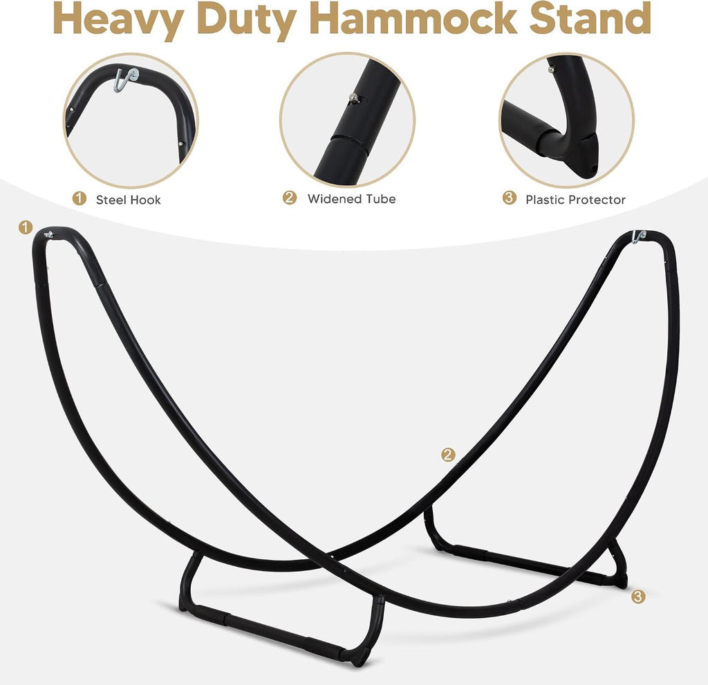 Portable Space Saving Hammock with Stand, Two Person Hammock with Stand Included, Patent Pending, Rainbow