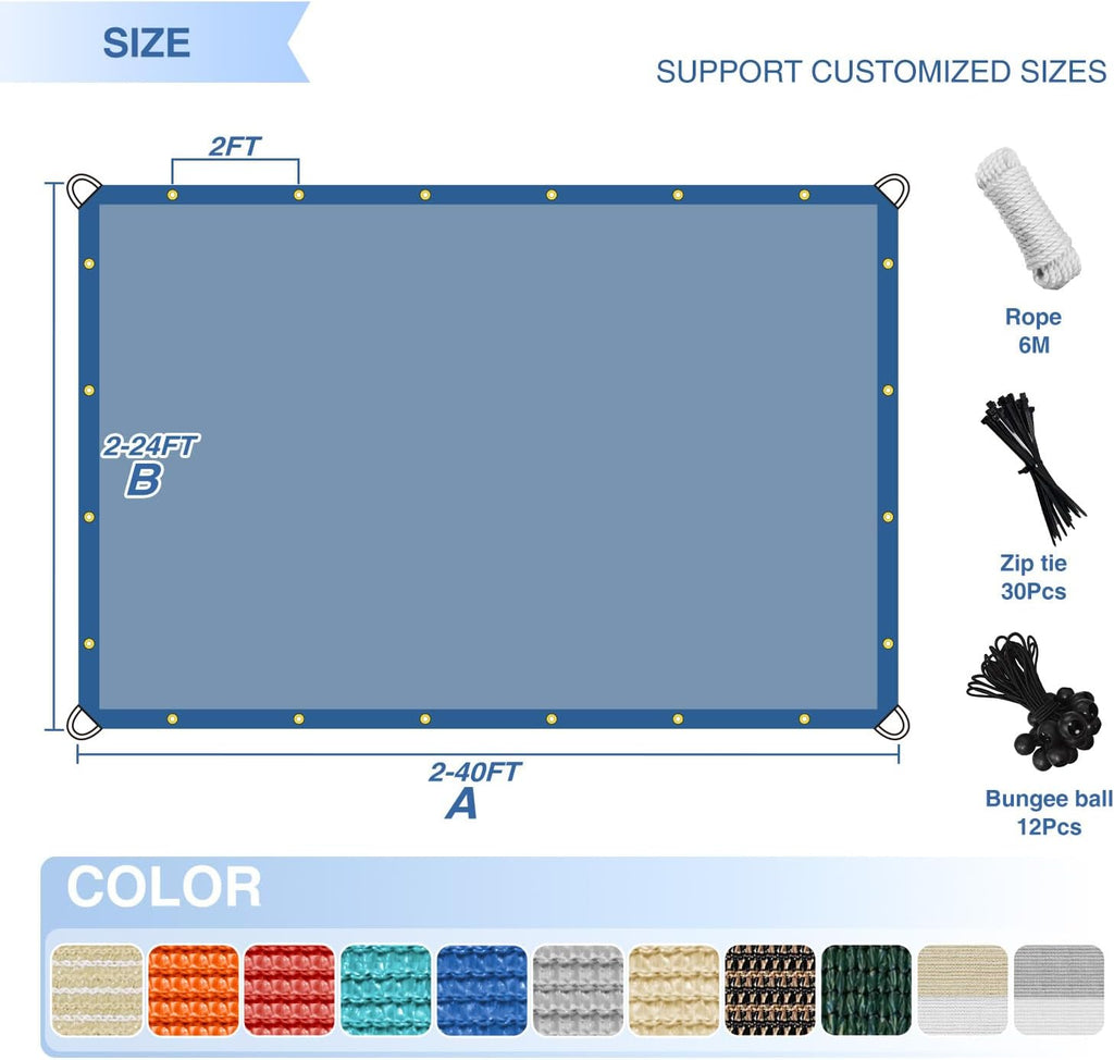 10' x 14' Sun Shade Sail Straight Edge Rectangle Canopy Shade Cover with D-Ring Grommets UV Block for Outdoor Pergola