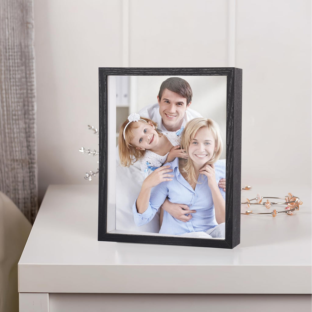 Shadow Box Frame 8x10 - 3 Pack Wood Deep Shadowbox with Glass