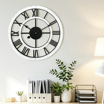 16 Inch Rustic Wall Clock Silent Non-Ticking Wooden Wall Clocks with Roman Numerals Farmhouse Decorative Clock