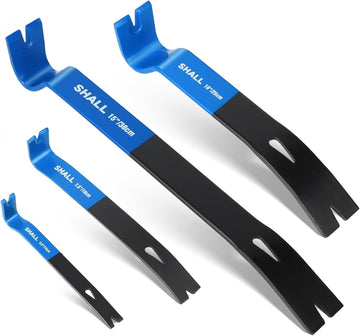 4-Piece Flat Pry Bar Set -15" 10" 7.5" 5.5"- Heavy Duty & Mini Nail Puller Crowbar, Utility Claw Bar, Wonder Bar