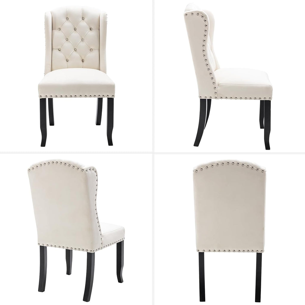 Modern Tufted Dining Chairs Set of 2, Velvet Upholstered Dining Room Chairs Armless Guest Side Chair Dining Room