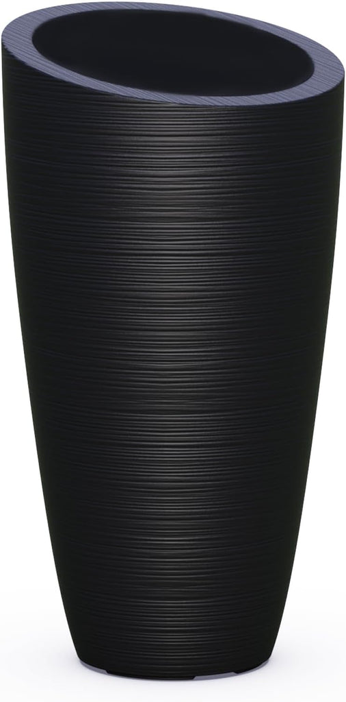 Modesto 42in Tall Round Modern Planter, Black | All season, Indoor/Outdoor, Double-wall design, Fade resistant