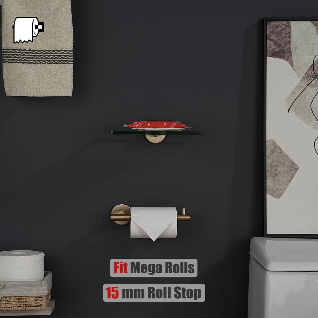 Bathroom Hardware Set Champagne Bronze, 5-Piece Bath Accessories Set Wall Mount Includes 24 in Towel Bar, 7 in Towel