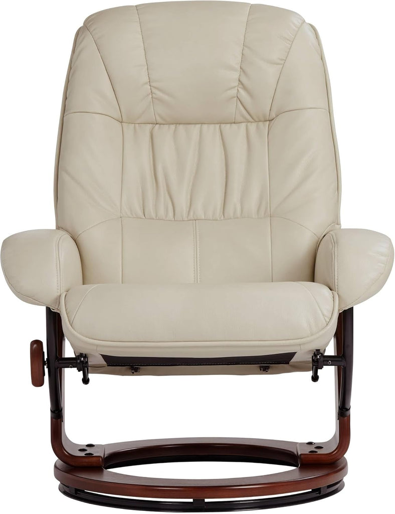 Modern Reclining Swivel Lounge Chair and Ottoman — Faux Leather