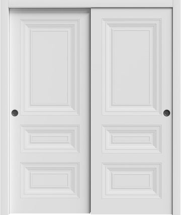 Sliding Closet Bypass Doors 60 x 96 inches | Base 7233 White | Rails Hardware Set | Wood Solid Bedro