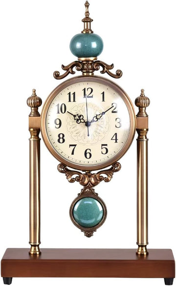 Vintage Fireplace Mantel Clock - Silent Retro Desk Clock for Living Room