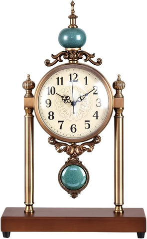 Vintage Fireplace Mantel Clock - Silent Retro Desk Clock for Living Room