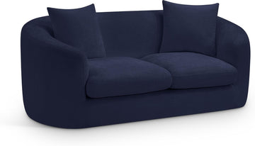 44073Navy-L Penelope Collection Modern | Contemporary Loveseat with Soft Navy Chenille Fabric, Solid Wood Inner