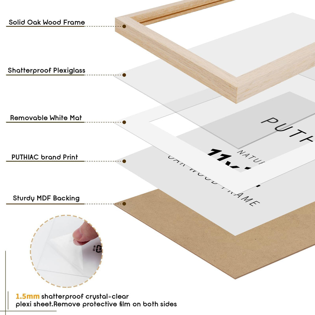 11x14 Solid Oak Wood Picture Frame, Natural Oak, 1 Pack