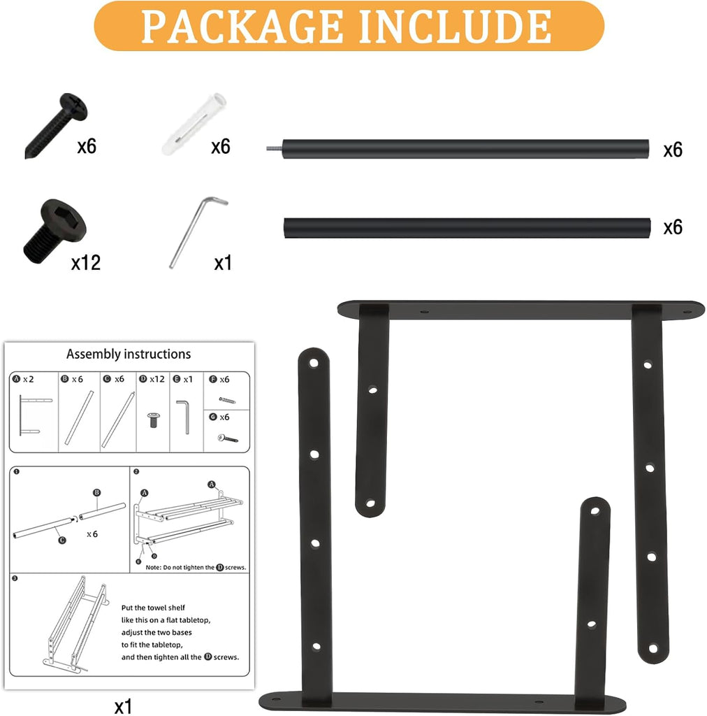 Double Towel Racks , Towel Shelf with Double Towel Bar 24 inch, Towel Rack with Shelf , Stainless Steel Towel Holder