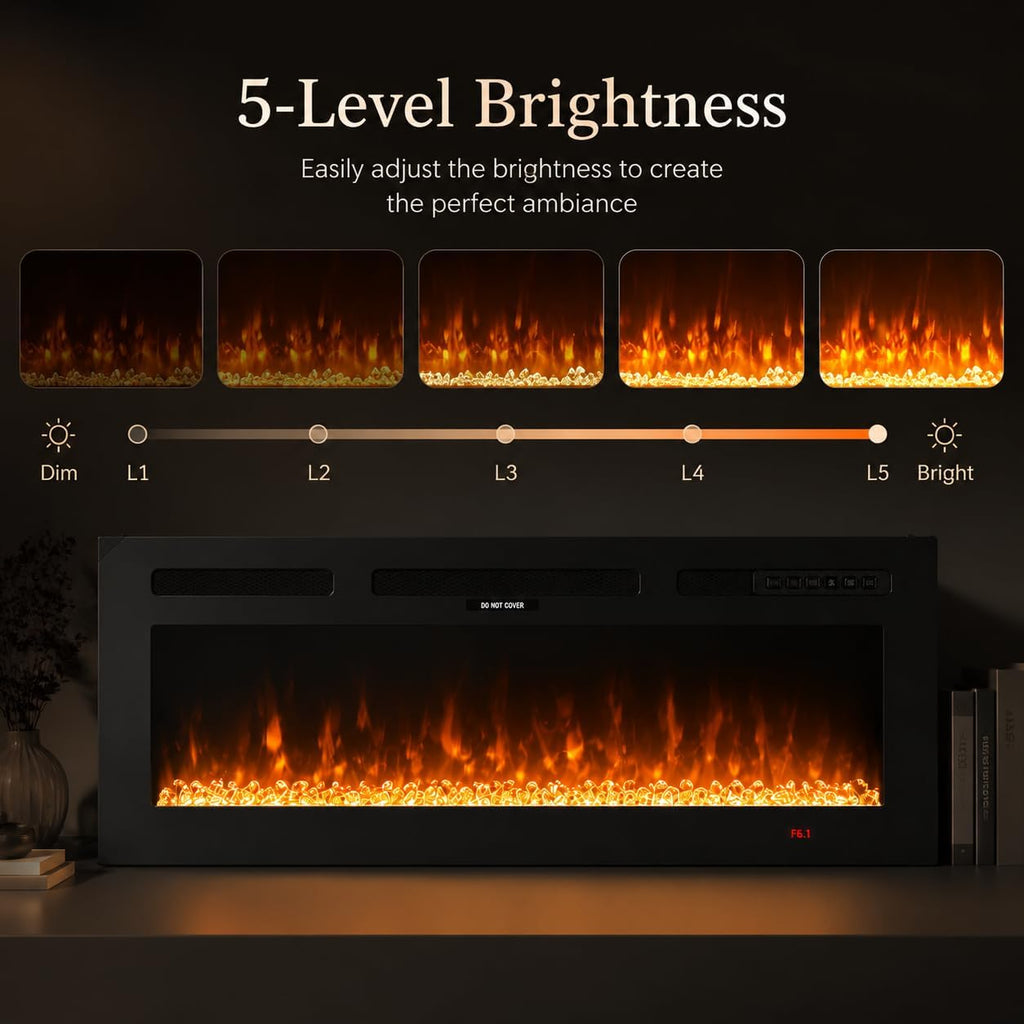 70" Fireplace TV Stand for TVs Up to 80",Entertainment Center with 36" Electric Fireplace and 12 Colors LED