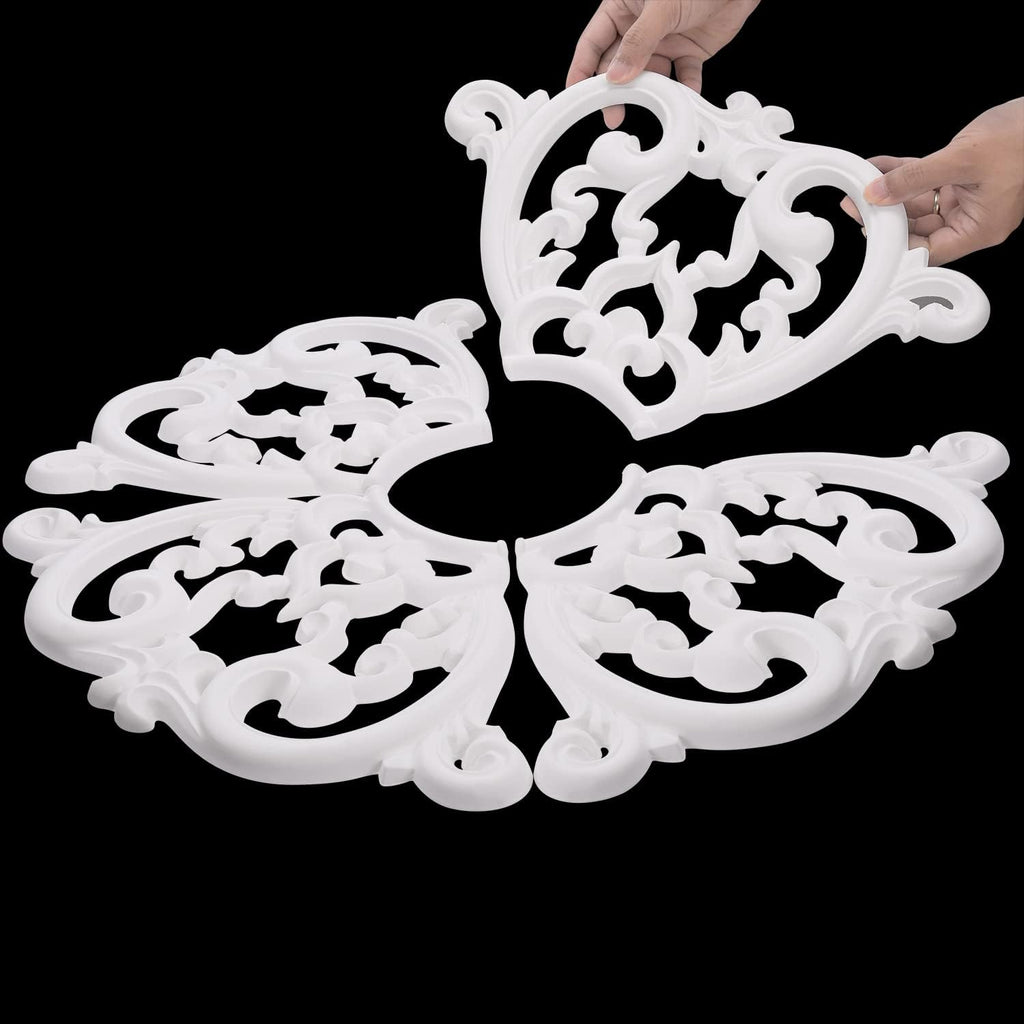 24" OD x 5" ID White Ceiling Medallion 4-Piece Set Ceiling Medallion for Chandelier Decoration, Quick and Easy