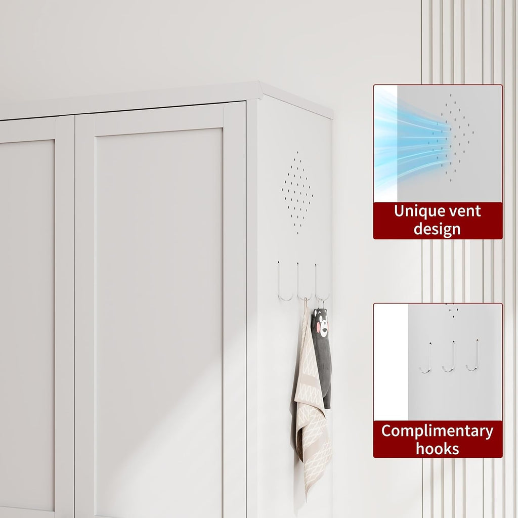 Kitchen Pantry Cabinet,61" White Pantry Storage Cabinet with 4 Tier Adjustable Shelves and 2 Doors,Freestanding
