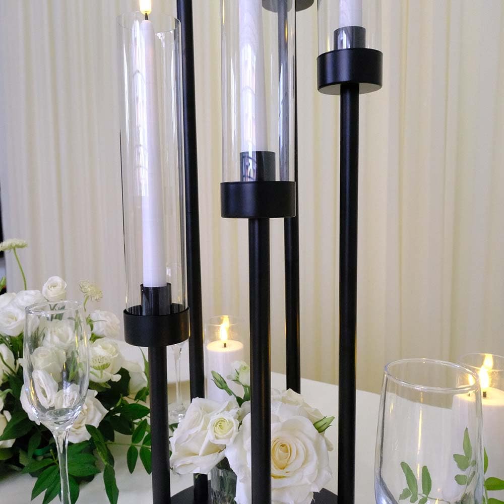 35inch 10pcs Black Candelabra Centerpieces for Tables 5 Arms Wedding centerpieces for Decorations