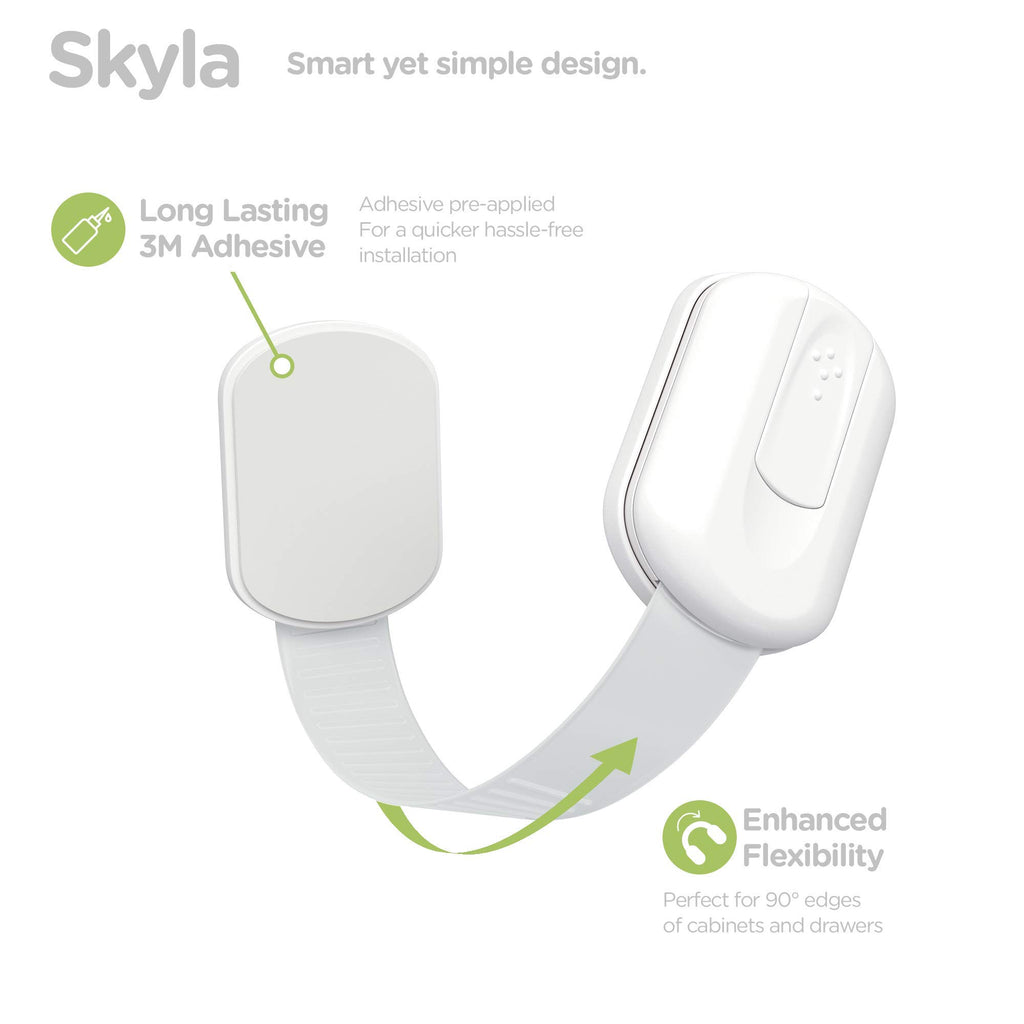 Cabinet Strap Locks for Baby Proofing, 8 Pack, White