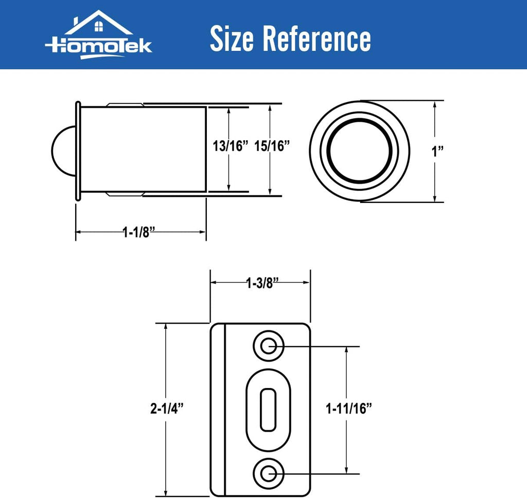 2 Pack Drive in Ball Catch with Strike Plate Doors, Black, 13/16 Inch x 1-1/8 Inchs,Die-cast, Adjustable Tension Ball