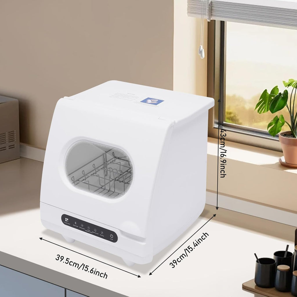 Portable Countertop Dishwashers, 800W 6-Sets 5 Washing Programs Desktop Non Installation Dishwasher Compact Dishwasher