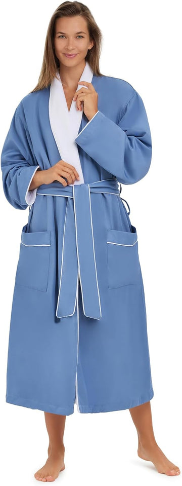 Unisex Plush Lined Microfiber Bath Robe | Soft Shell with Polyester Lining, Resort-Grade Hotel & Spa Robe with Pocket