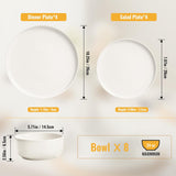 Plates and Bowls Sets, 24 Pieces Ceramic Dinnerware Set for 8, Stoneware Dishware Dishes Set